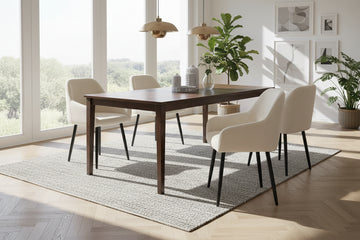 Lot 2 Chaises Salle à Manger Peach Accoudoirs Beige Pieds Métal Noir