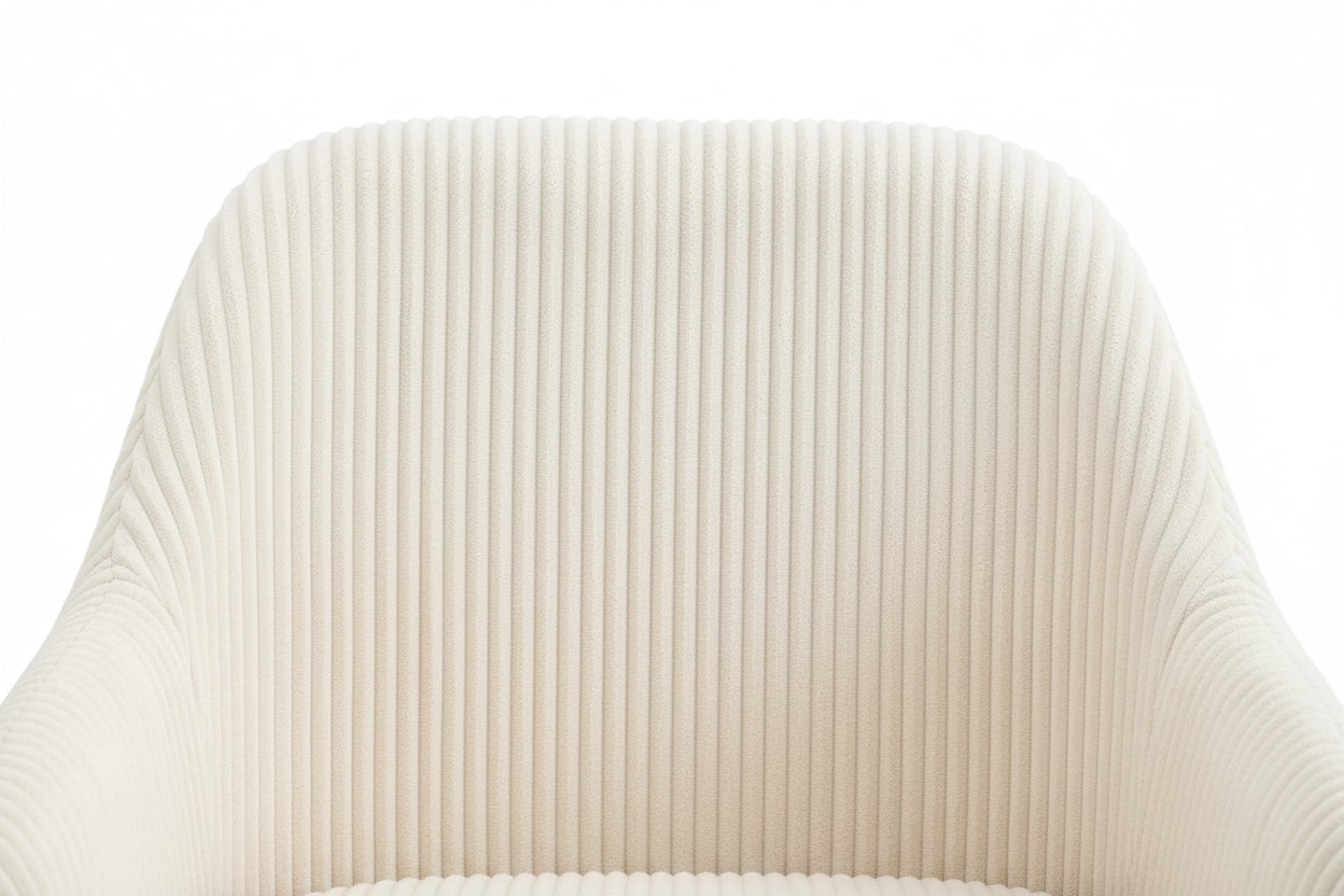 Lot 2 Chaises Salle à Manger Peach Accoudoirs Beige Pieds Métal Noir