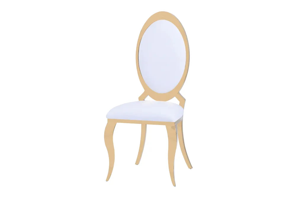 Lot de 4 chaises ANGEL baroque Gold simili cuir Blanc