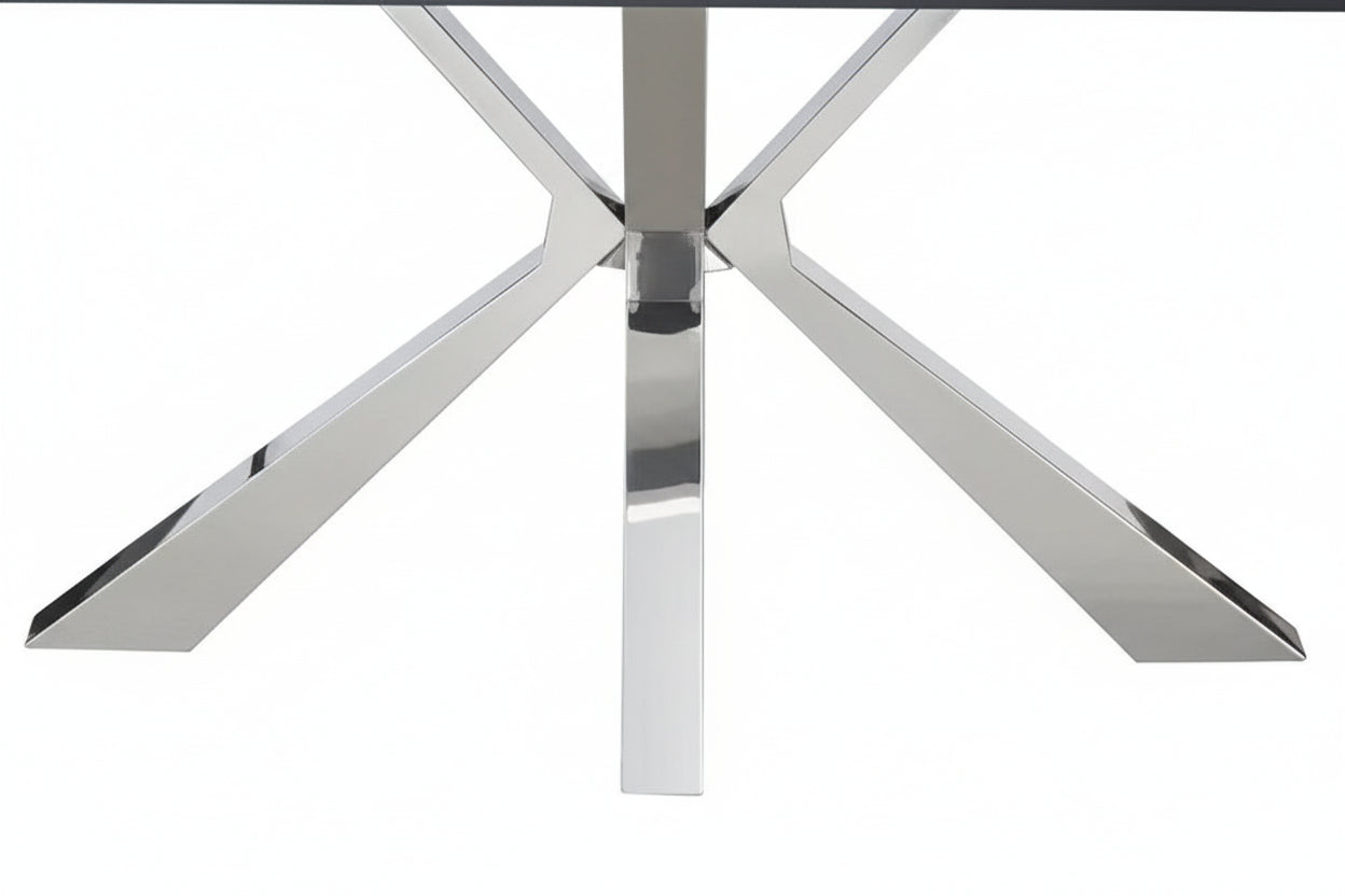 Table à Manger Extensible Céramique Marbrée Noire Chrome – 160/200 cm - BIANCA