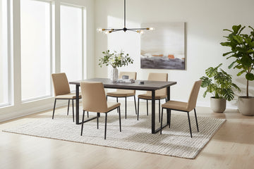 Table à manger bois gris 160x90 cm 4-6 couverts pied métal – BELGRADE