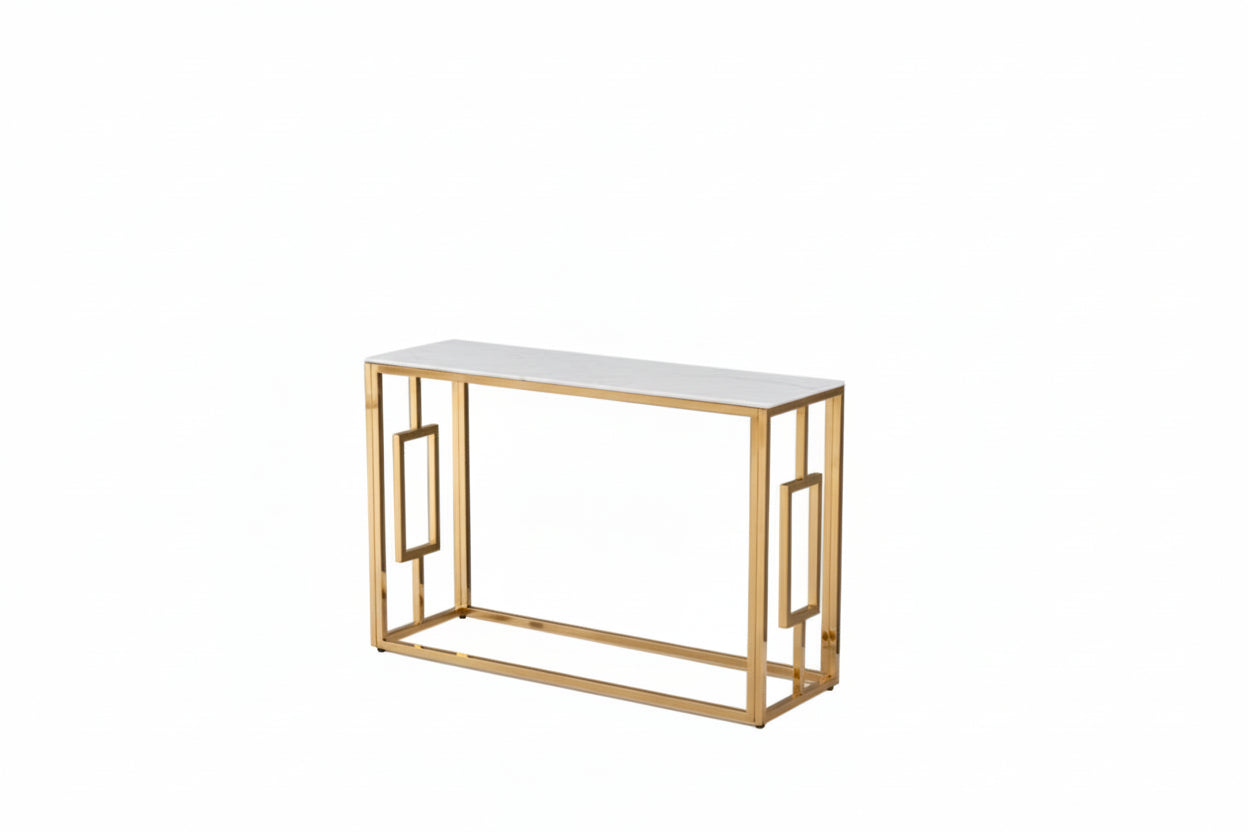 Console Gold Marbré Blanc 120x40x78 cm SOPHIE