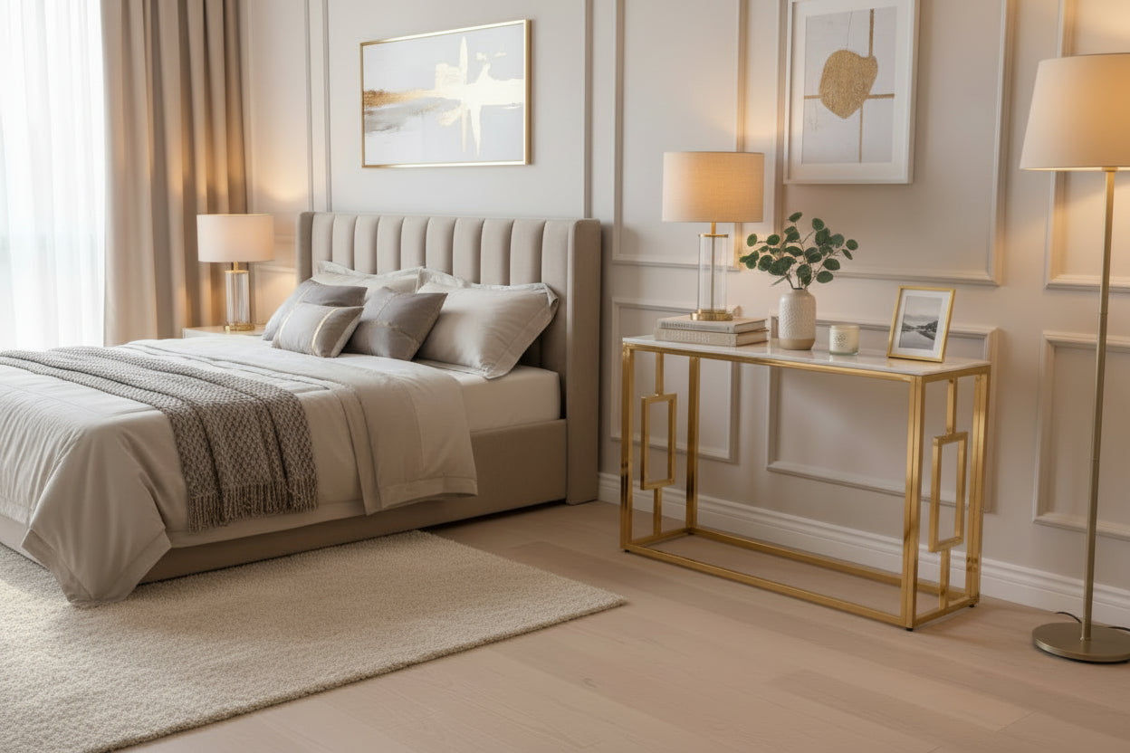 Console Gold Marbré Blanc 120x40x78 cm SOPHIE