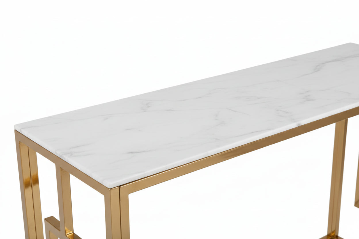 Console Gold Marbré Blanc 120x40x78 cm SOPHIE