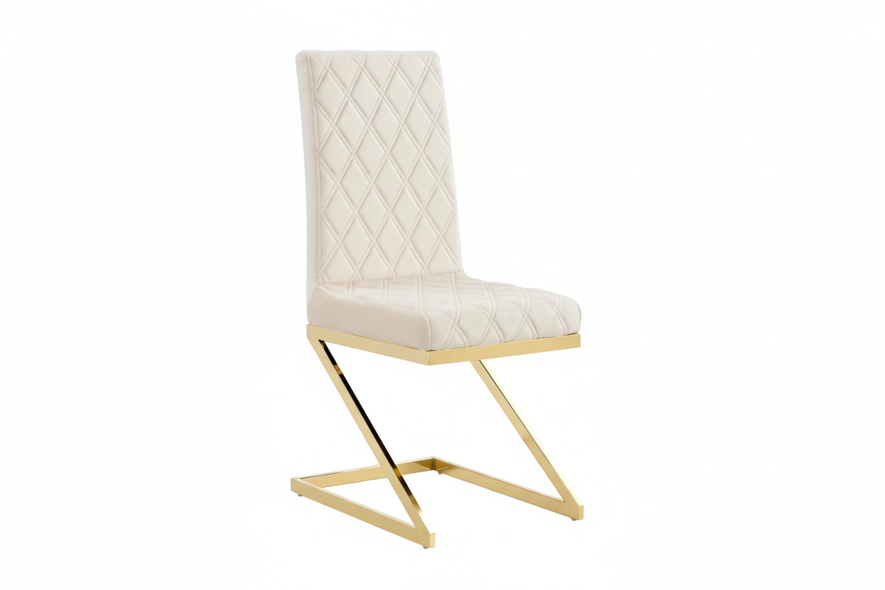 Lot de 6 chaises velours beige pieds métal 108 cm - COCOMAT