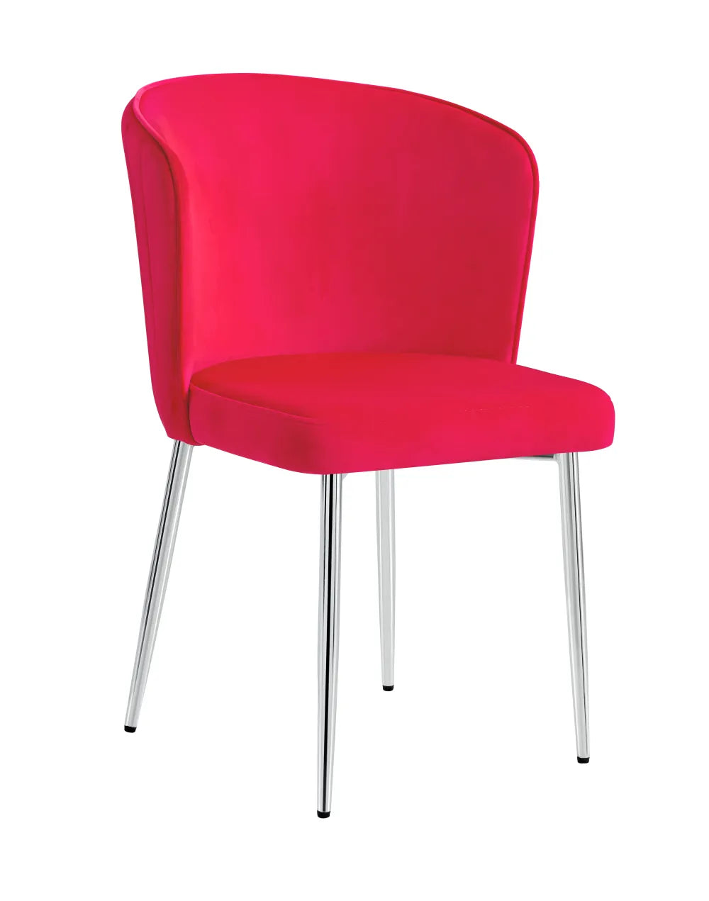 Lot de 4 chaises moderne DIANA chrome velours - Rouge