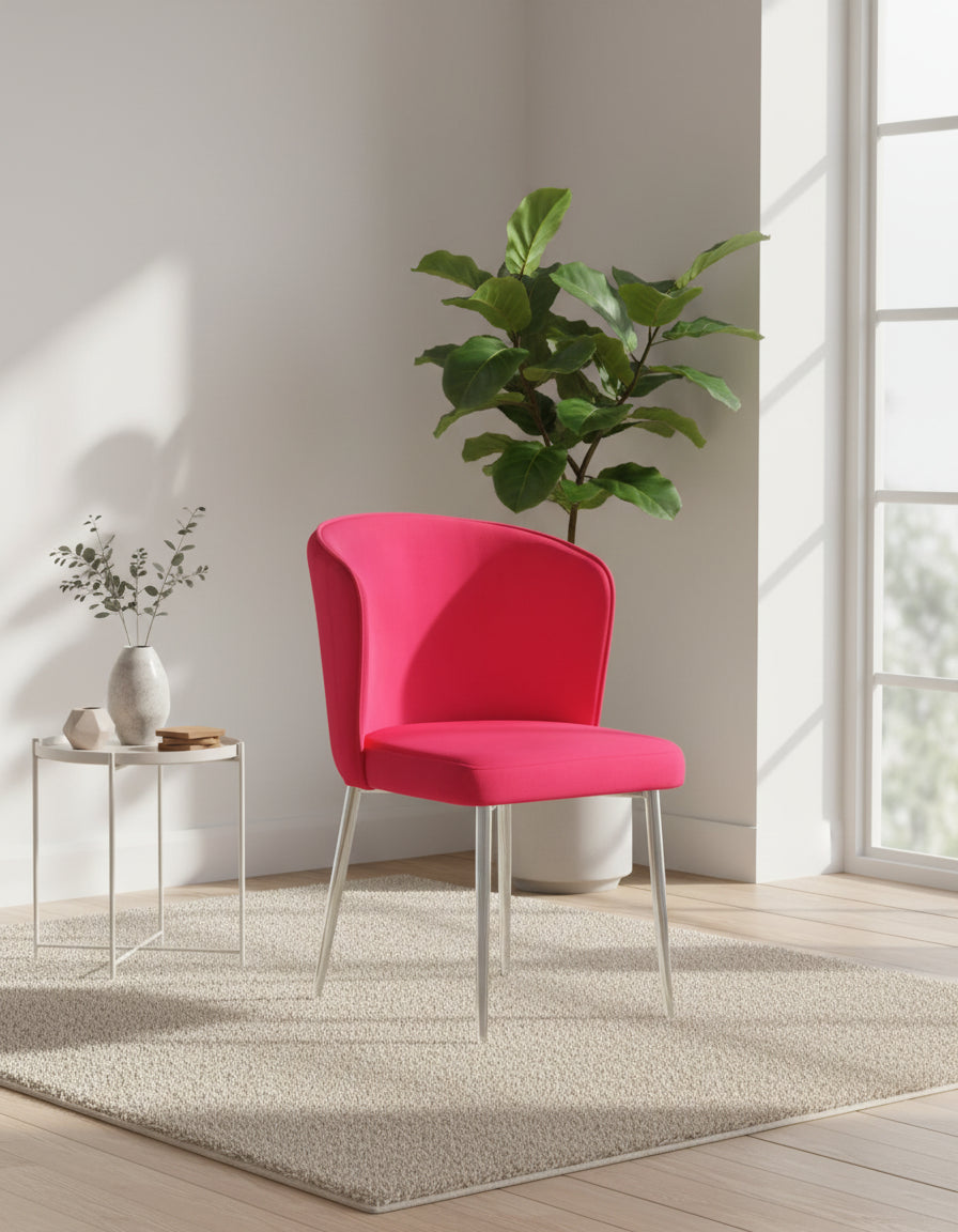Lot de 4 chaises moderne DIANA chrome velours - Rouge