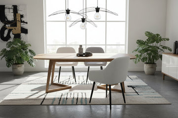 Lot 2 Chaises Salle à Manger Peach Accoudoirs Écru Pieds Métal Noir