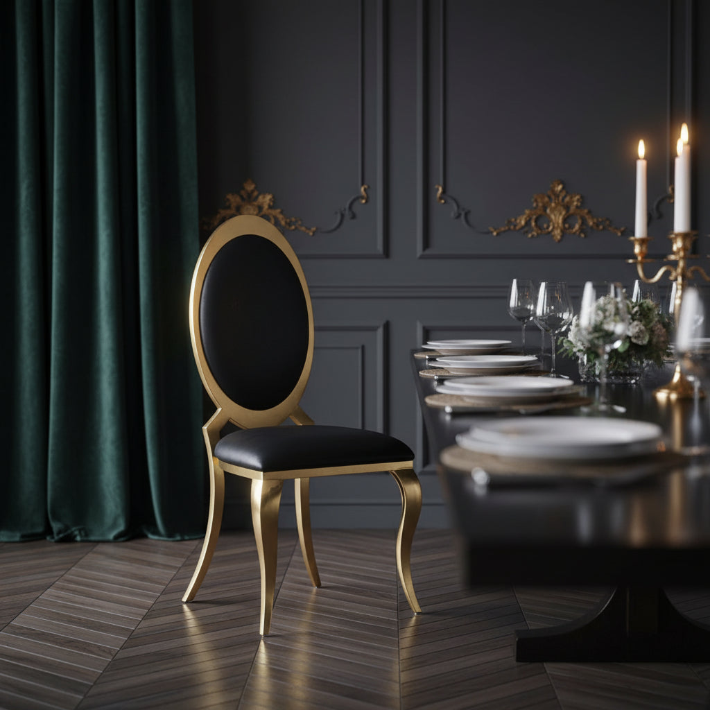 Lot de 4 chaises ANGEL baroque Gold simili cuir