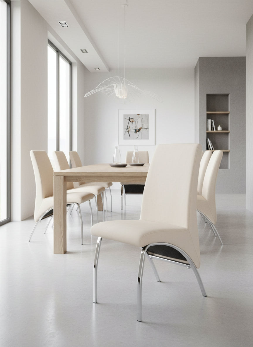 Lot de 4 Chaises Fate chrome et velours Beige