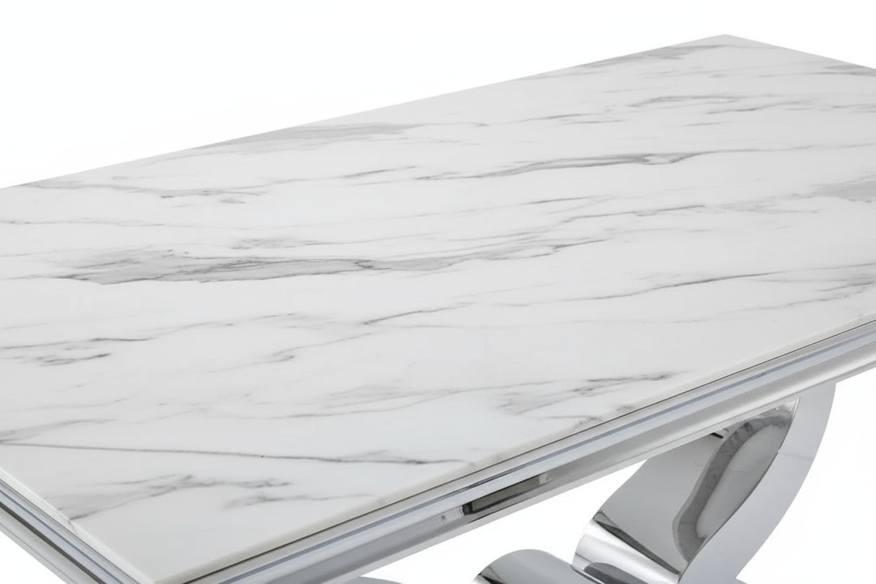 Table à Manger TROFY 180 cm effet marbré blanc