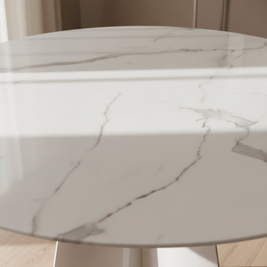 Table à manger CAPUCINE Chrome Marbre blanc