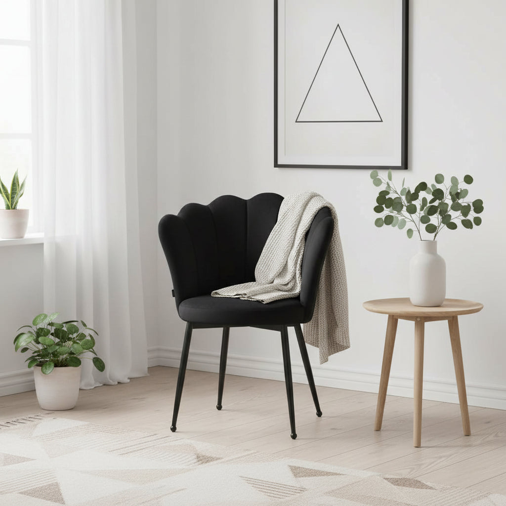 Lot de 2 chaises NYMPHEA pieds métal noir assise Velours #couleur_noir