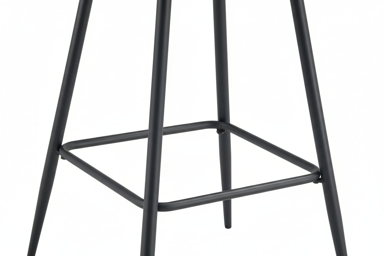 Lot 2 Tabourets de Bar Teddy Velours Anthracite Pieds Métal Noir 47x36x98cm