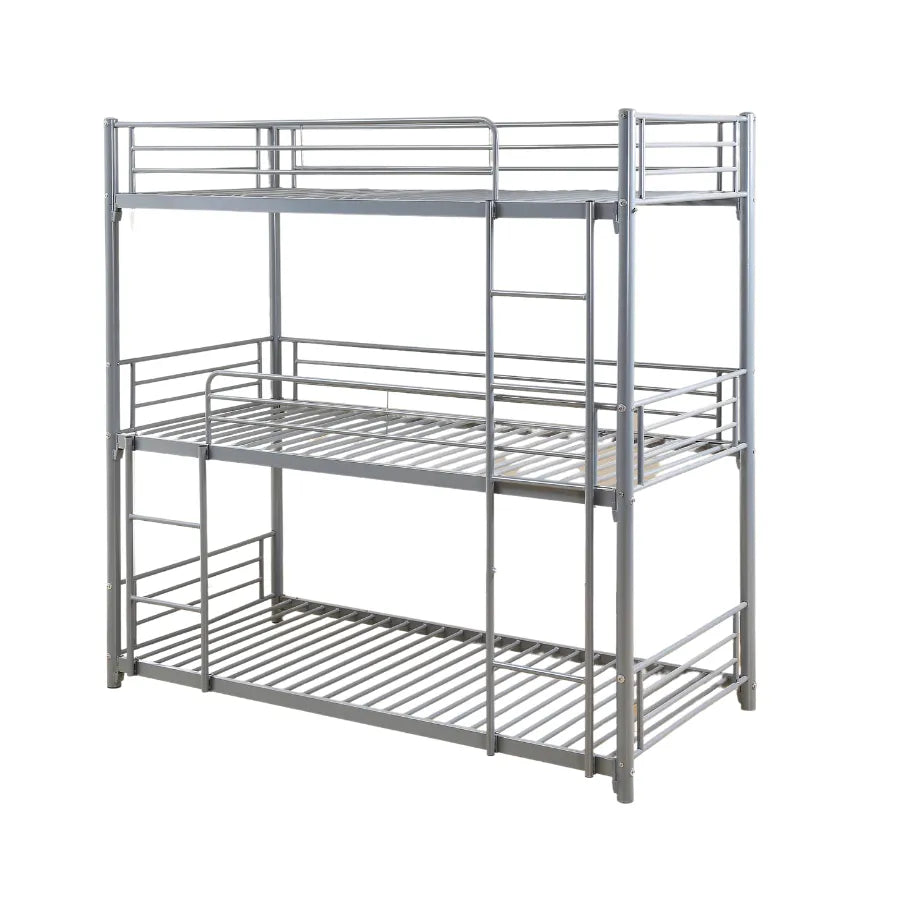 Lit superposé en métal TRIPLE 3 couchages 90x190 cm Gris#couleur_gris