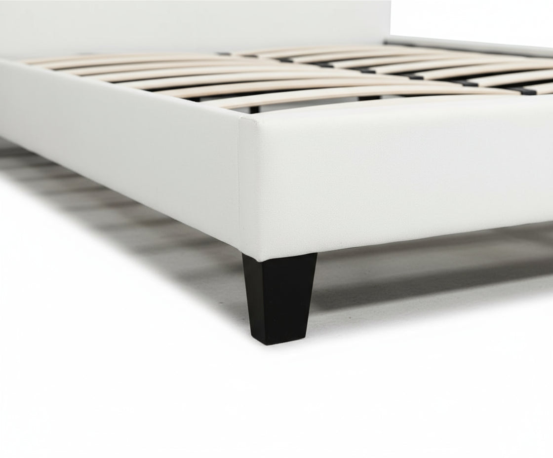 Lit 2 places  MELBOURNE simili cuir BLANC 160x200 cm avec sommier intégré