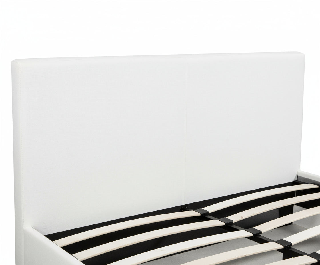 Lit 2 places  MELBOURNE simili cuir BLANC 160x200 cm avec sommier intégré