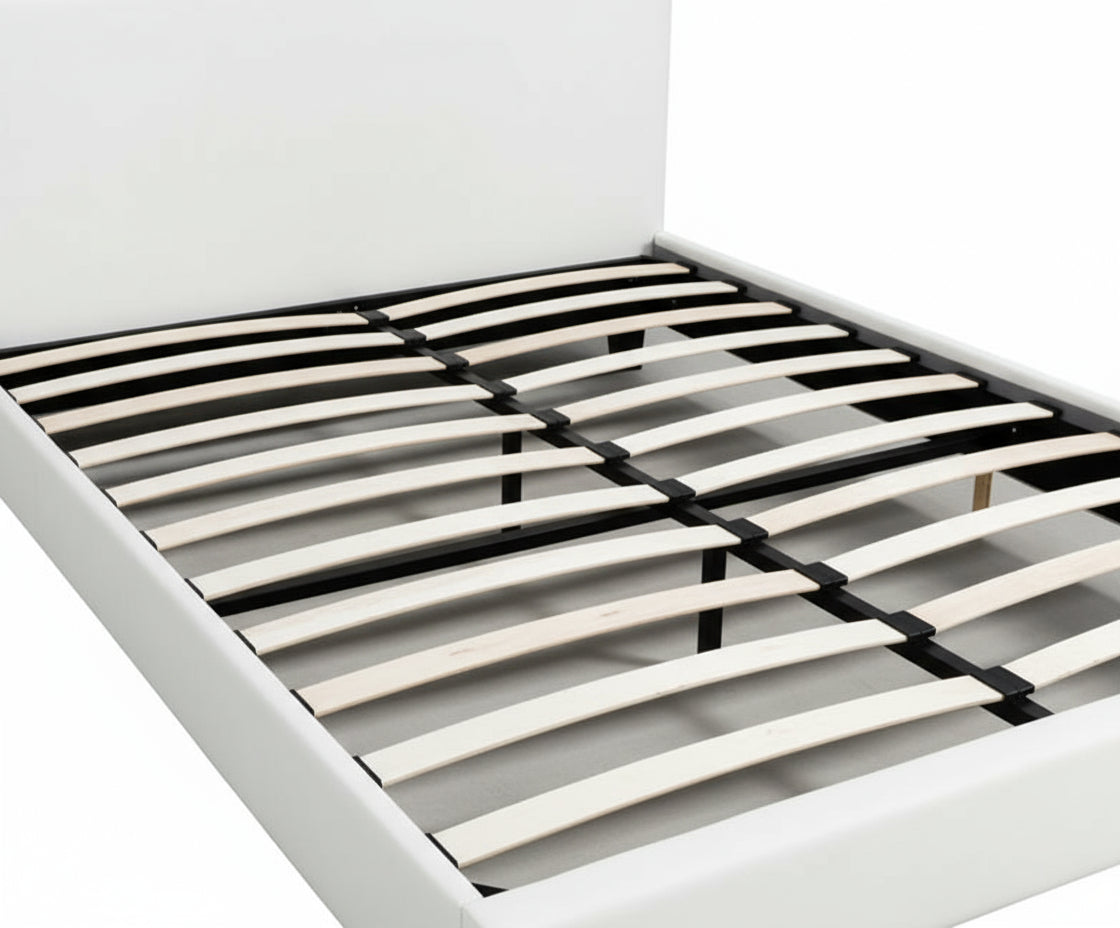 Lit 2 places  MELBOURNE simili cuir BLANC 160x200 cm avec sommier intégré