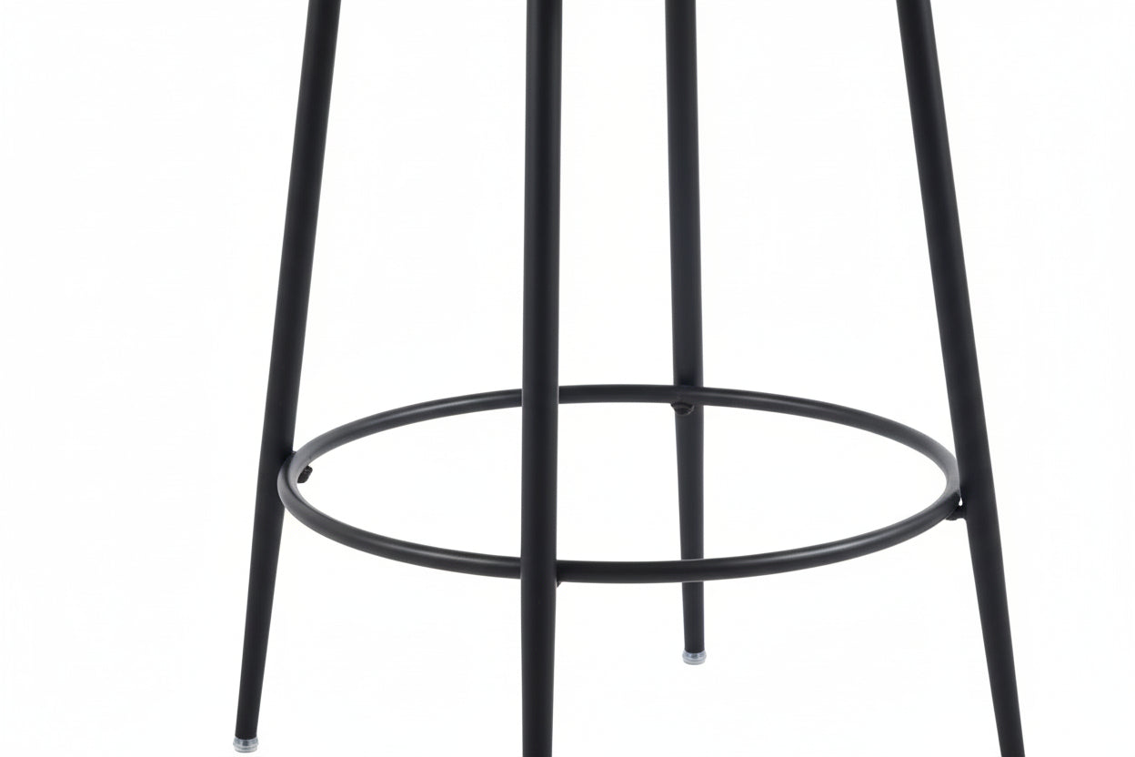 Lot 2 Tabourets de Bar Cathy Gris Pieds Métal Noir