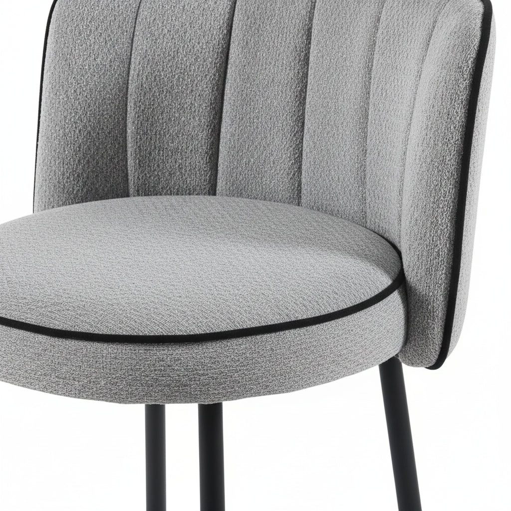 Lot 2 Tabourets de Bar Cathy Gris Pieds Métal Noir