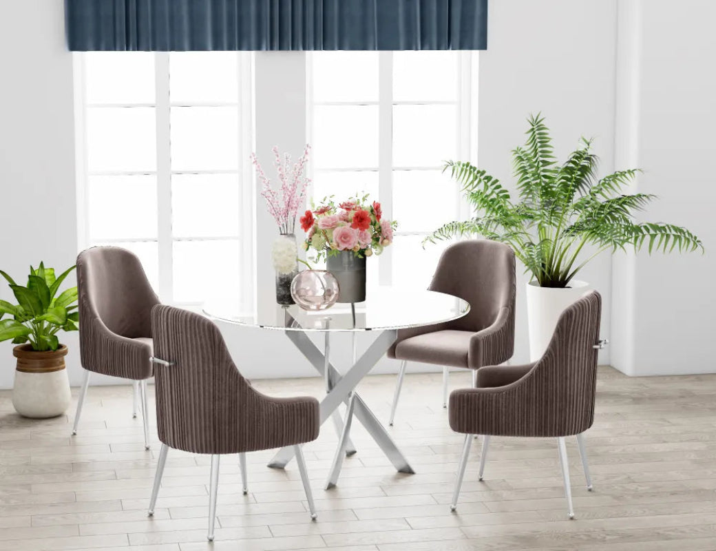 Table à manger ronde JESSICA chrome 100 cm 4 couverts #couleur_transparent