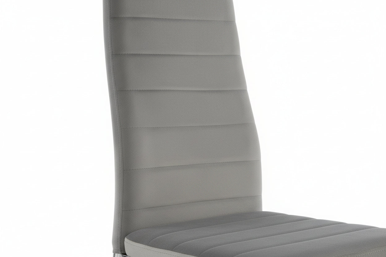 Lot 6 chaises velours gris pieds métal chrome 39x39x95 cm TOLIA