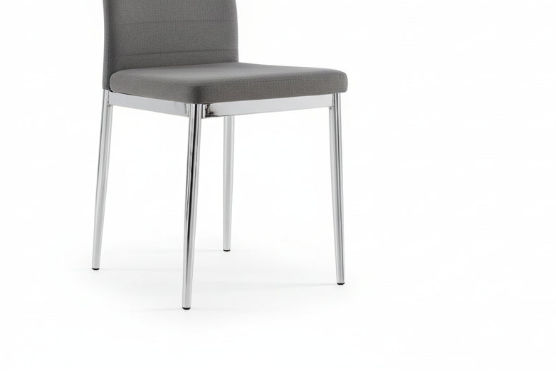 Lot 6 chaises velours gris pieds métal chrome 39x39x95 cm TOLIA