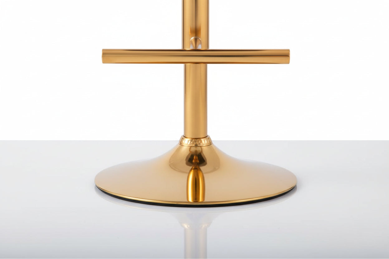 Lot 2 Tabourets de Bar Gabrielle Velours Anthracite Pieds Gold Hauteur Assise 65cm