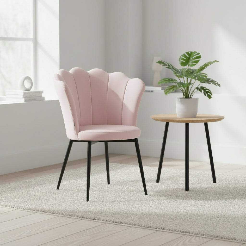 Lot de 2 chaises NYMPHEA pieds métal noir assise Velours Rose
