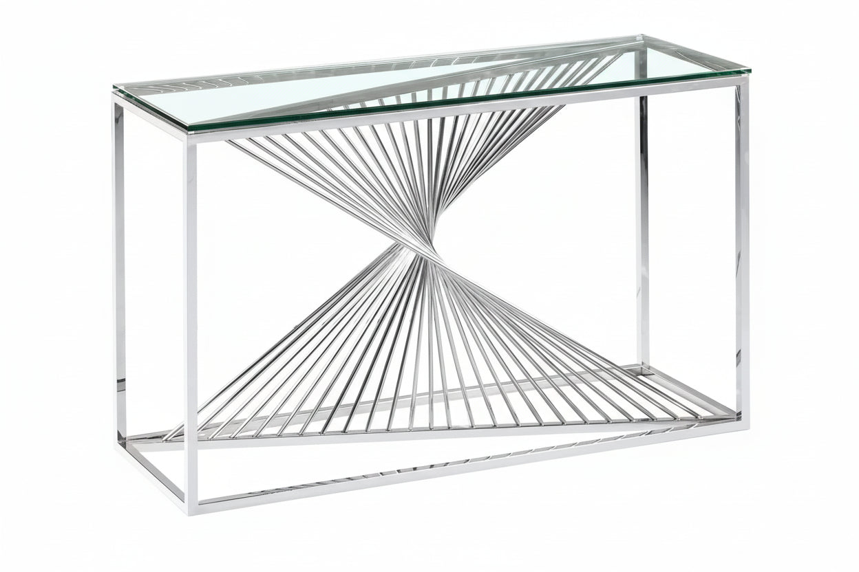 Console Verre Transparent Chrome 120x40x78 cm BRITTANY