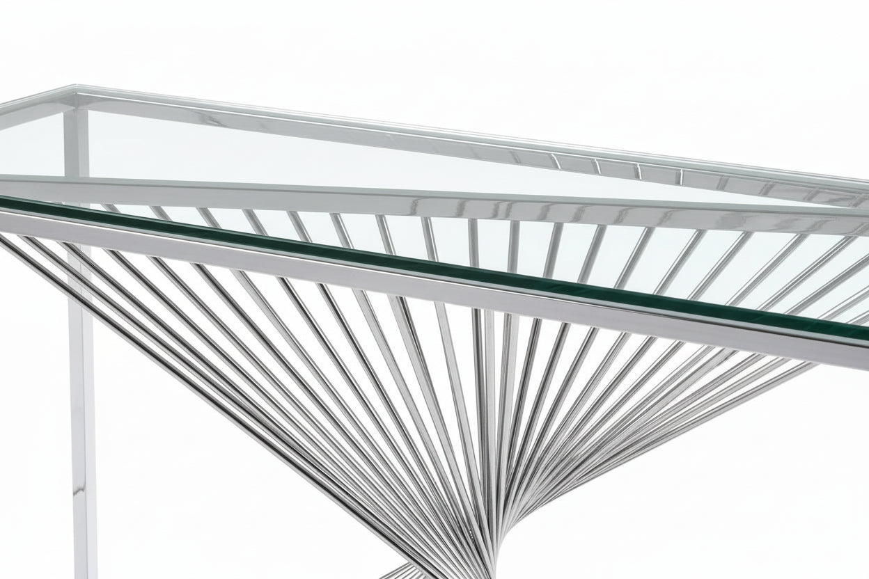 Console Verre Transparent Chrome 120x40x78 cm BRITTANY