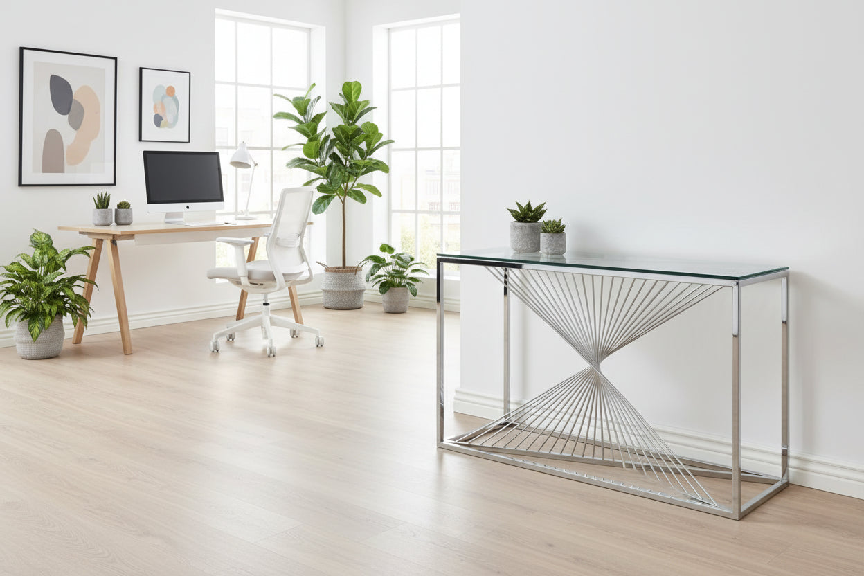 Console Verre Transparent Chrome 120x40x78 cm BRITTANY