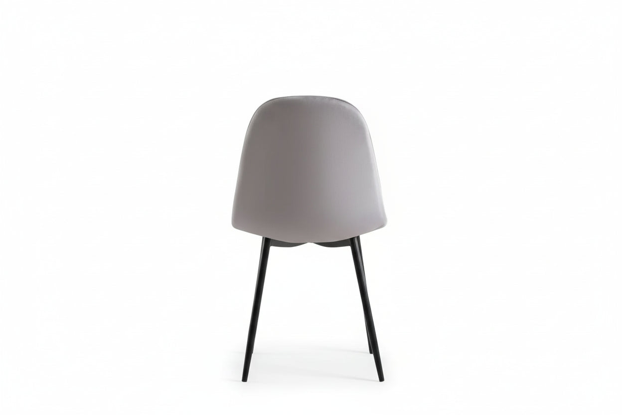 Lot de 4 chaises scandinaves velours gris pieds métal noir 43,5x40x87cm