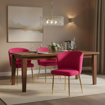 Lot de 4 chaises moderne DIANA gold velours fushia