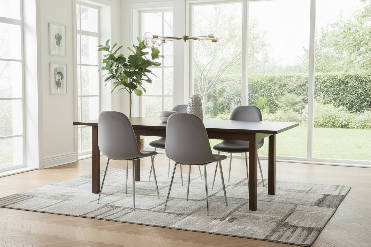 Lot de 4 Chaises Scandinaves Velours Gris Pieds Chrome 43,5x40x87cm