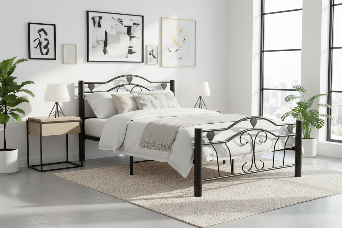 Lit métal noir 140x190 cm avec sommier HERCULE