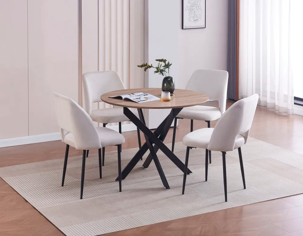 Table à manger en bois JESSICA pieds métal noir #couleur_chêne