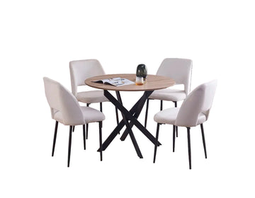 Table à manger en bois JESSICA pieds métal noir #couleur_chêne