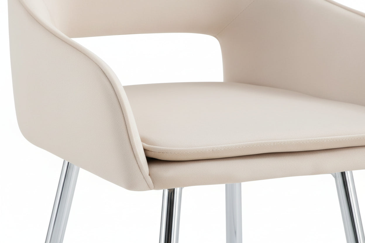 Lot 2 Tabourets de Bar Velours Beige Chrome 47x41x104 cm ATHENA