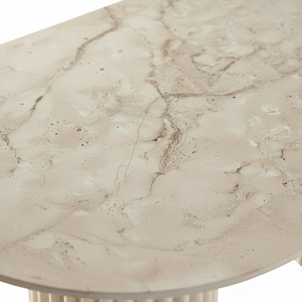 Table Basse Ovale Céramique Effet Travertin 120x60 cm – KEYSHA