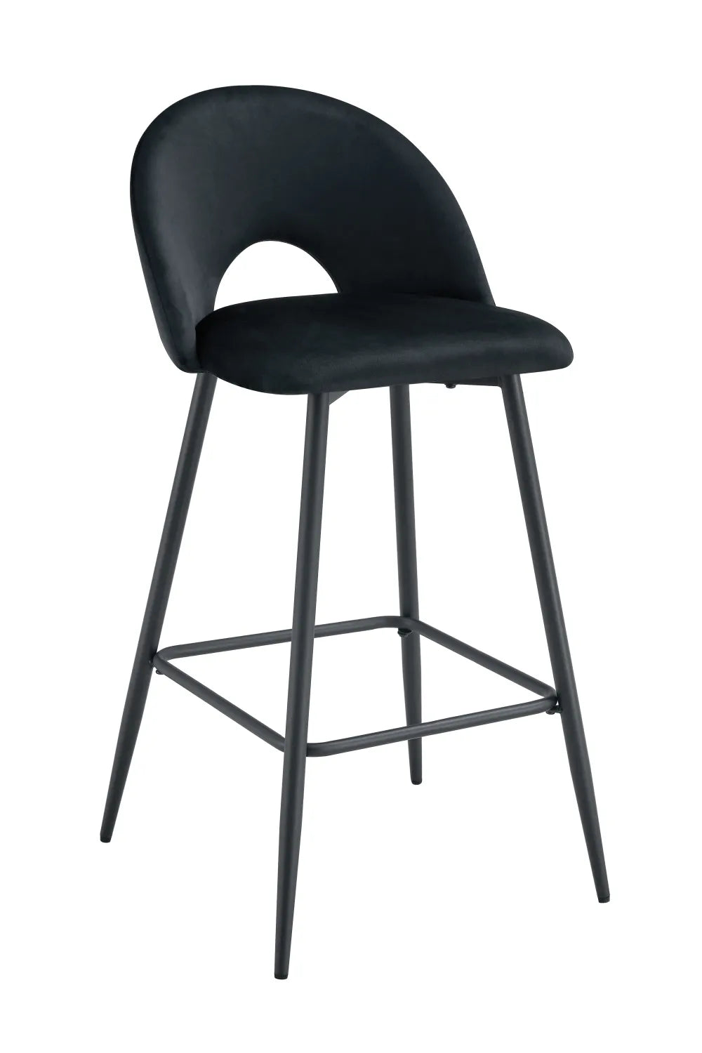 Lot de 2 tabourets de bar TEDDY pied métal noir velours #couleur_noir