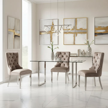 Lot de 2 chaises POIGNEE Clouté en velours pied chromé - Moka