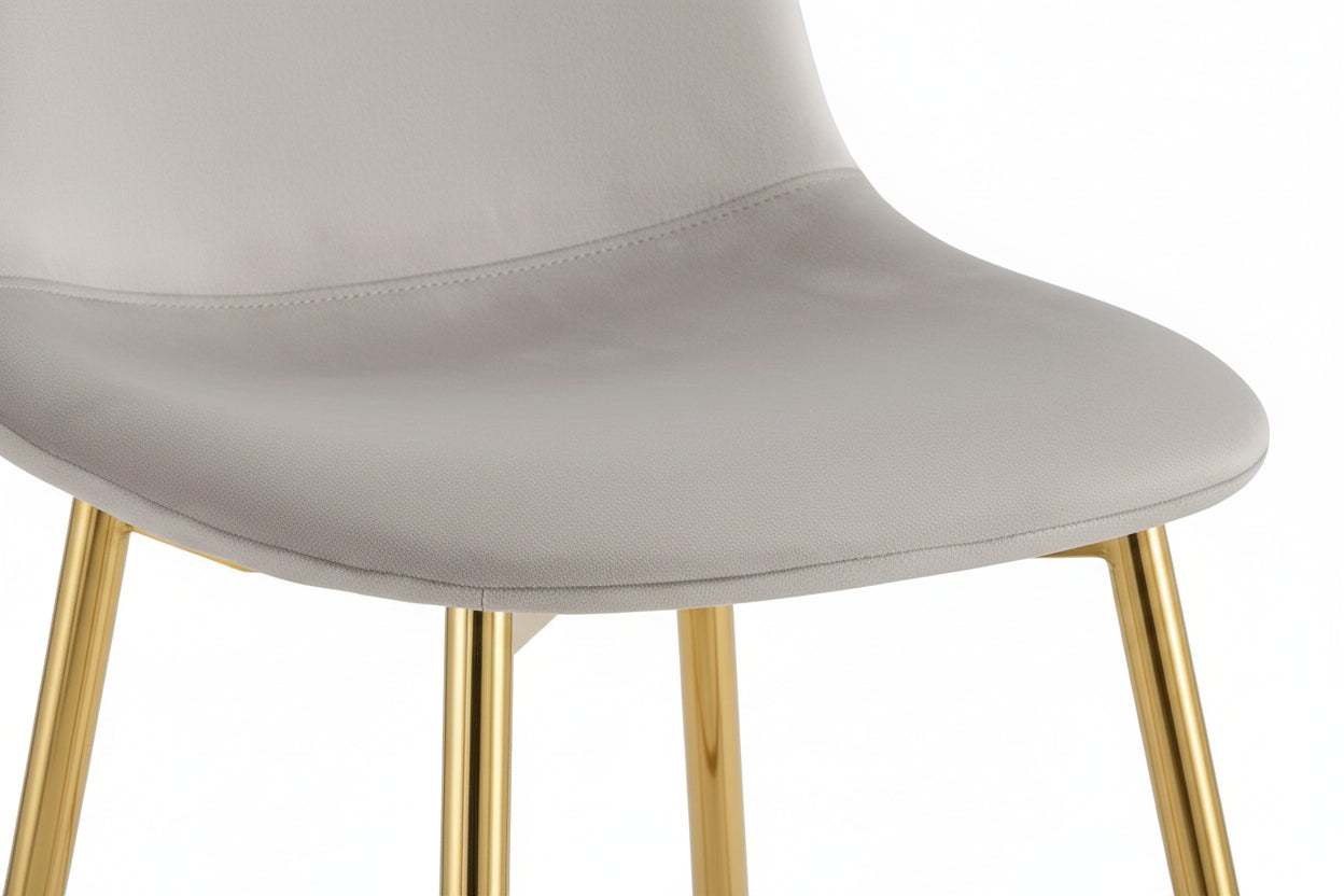 Lot 2 Tabourets de Bar Scandinave Velours Taupe Pieds Gold 47,5x43x100cm