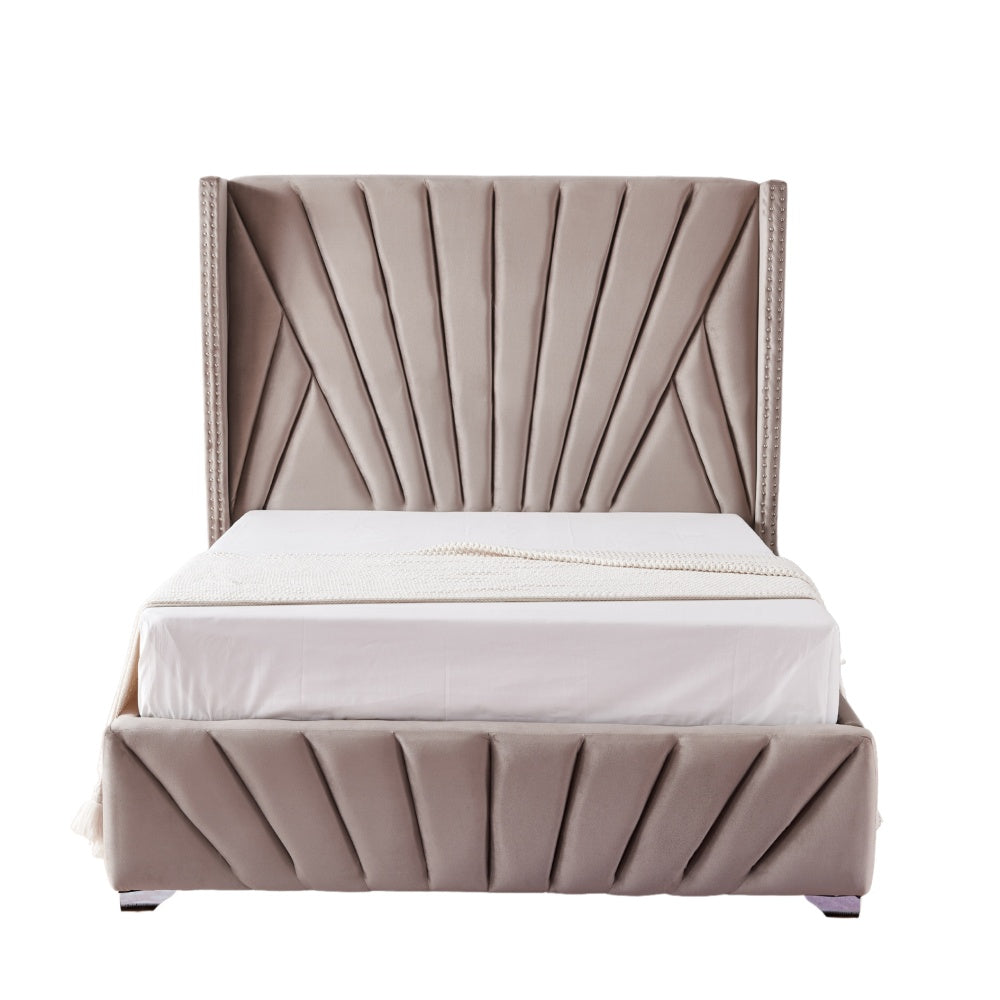 Lit 2 places 140x190 cm BONIFACIO Velours sommier intégré