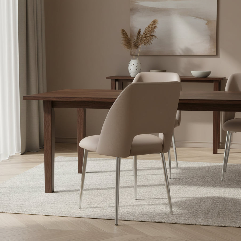 Lot de chaises AVA Chrome en Velours #couleur_taupe