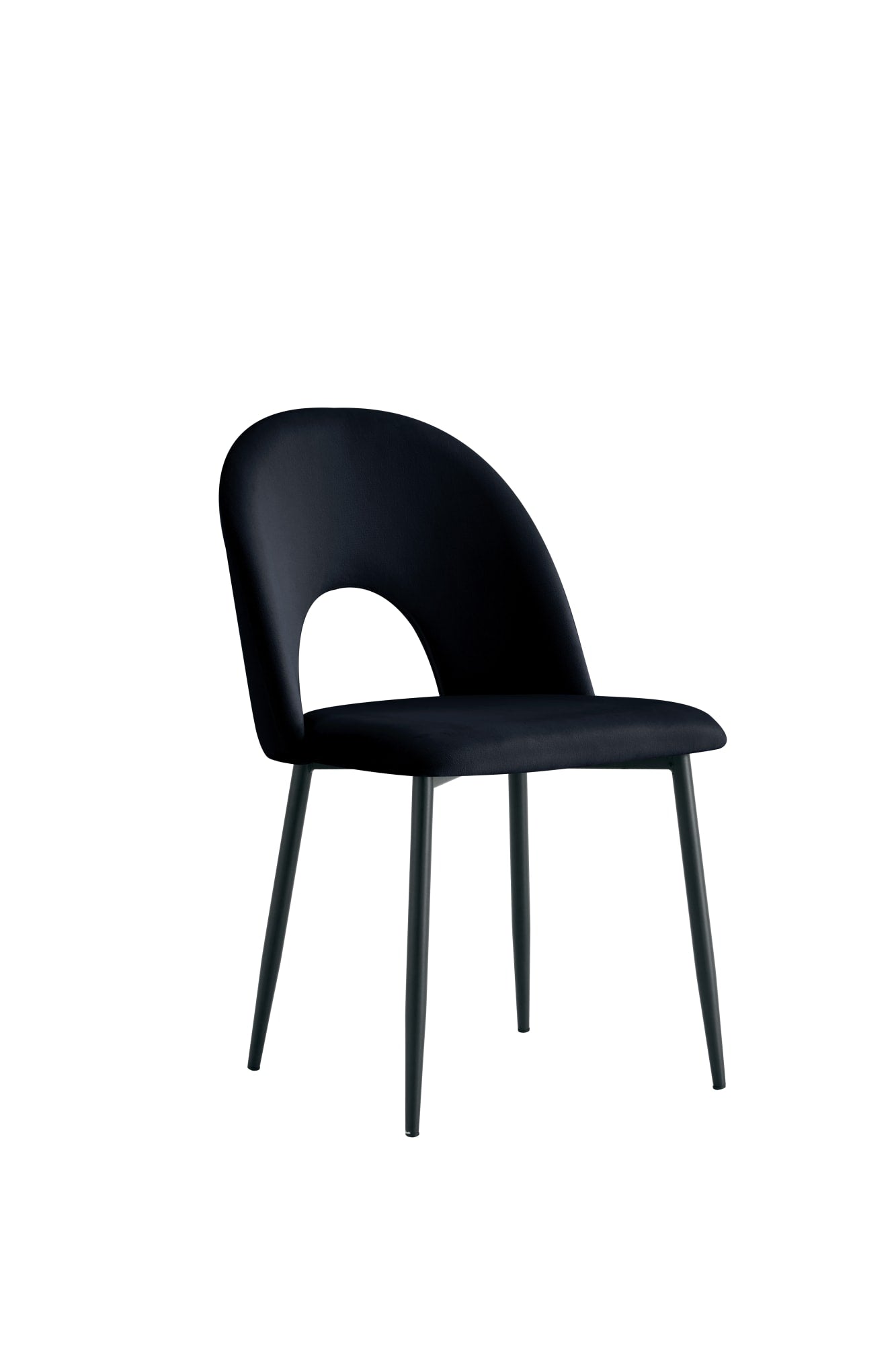 Lot de 4 chaises TEDDY métal noir velours - Noir #couleur_noir
