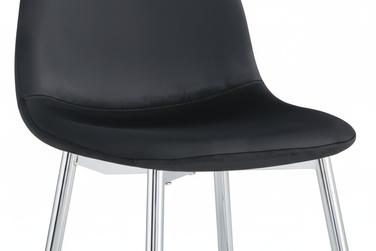Lot 2 Tabourets de Bar Scandinave Velours Noir Pieds Chrome