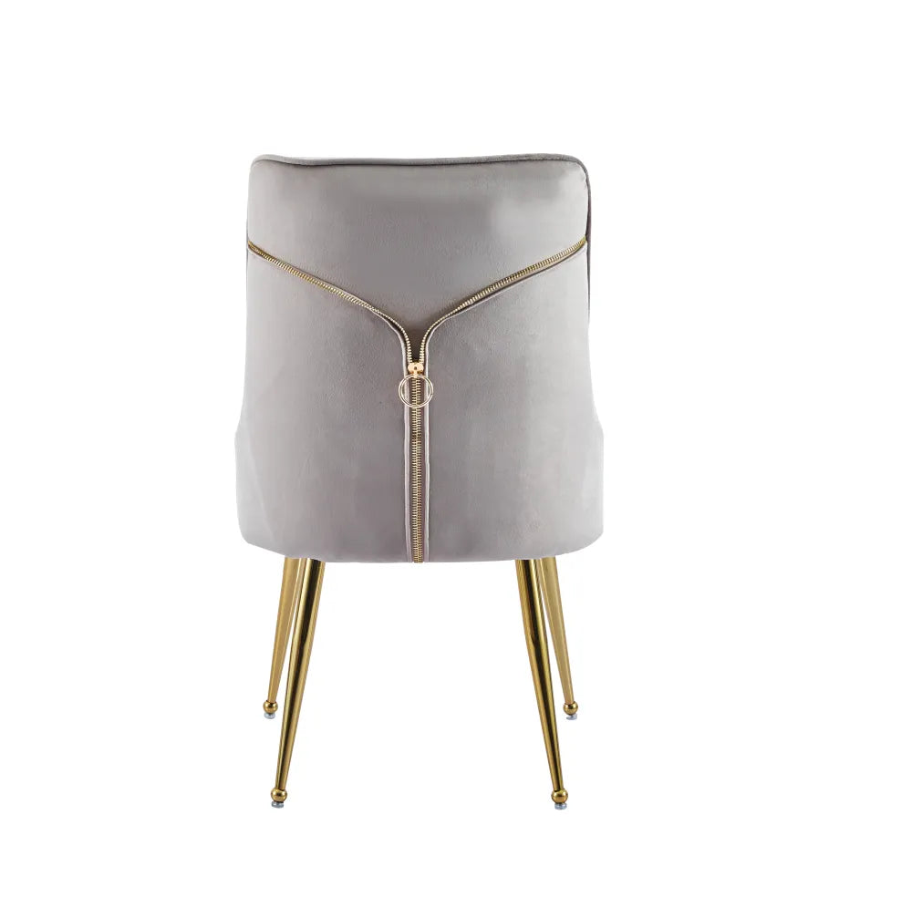 Lot de 2 chaises luxury ZIP en velours pieds Gold - Moka