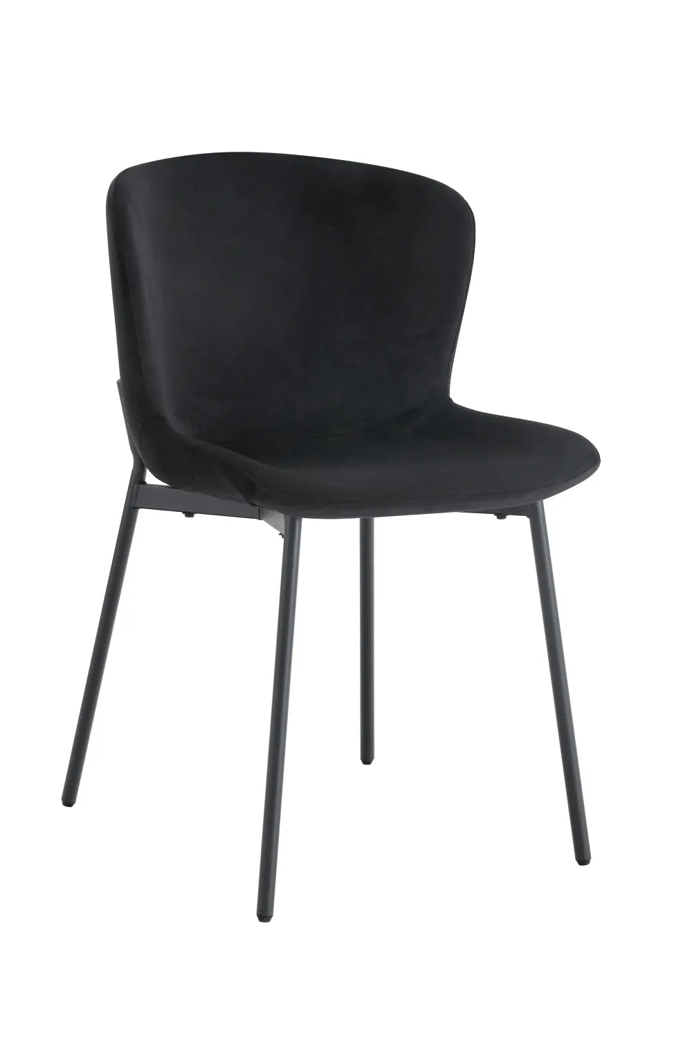 Lot 4 Chaises Salle à Manger Elen Velours Noir Pieds Métal Noir