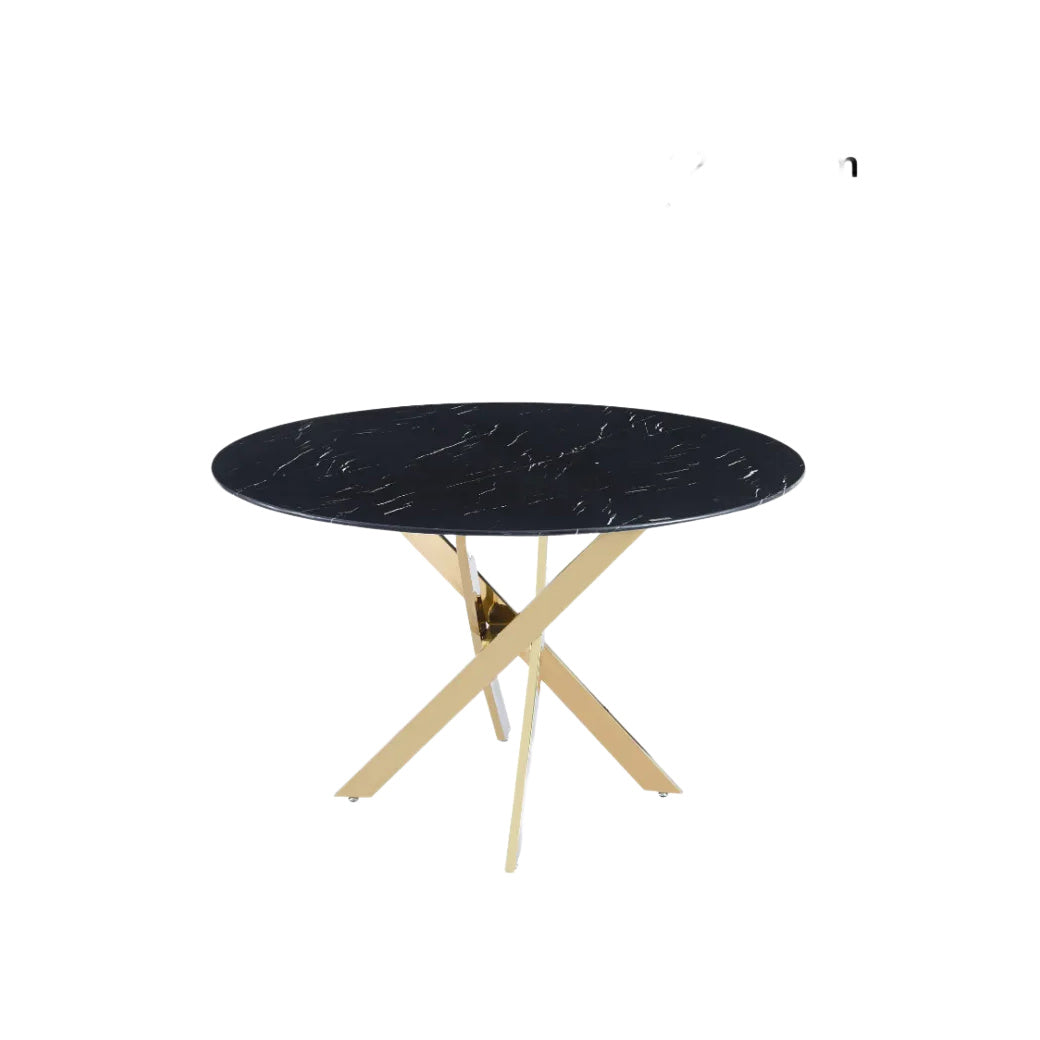 Table a manger ronde JESSICA  Gold XXL 120 cm 4 couverts effet marbré noir
